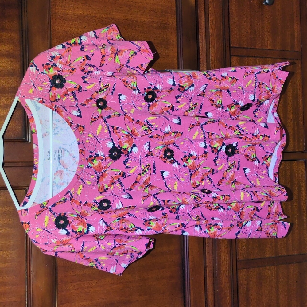 Rafaella Pink Floral Short Sleeve Tee
